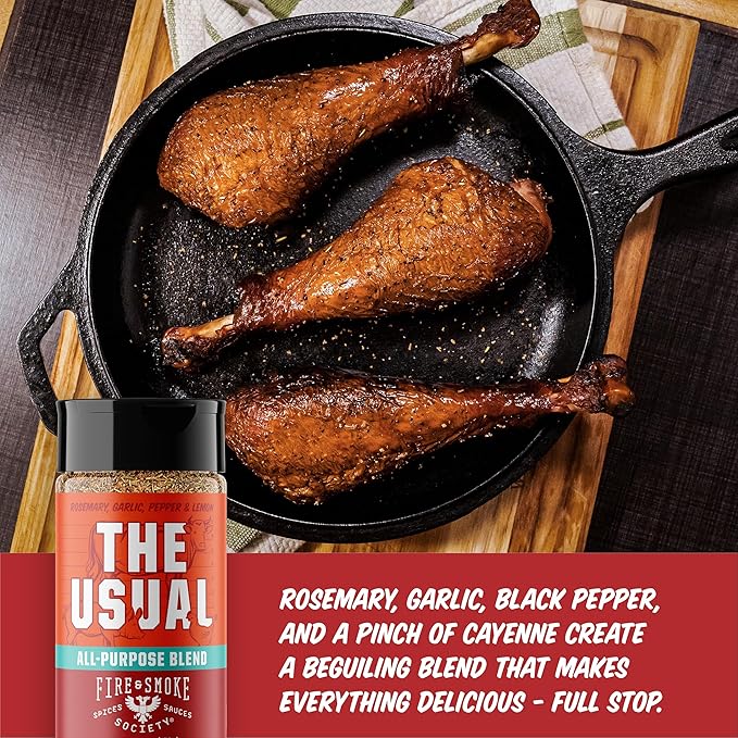 Fire & Smoke Society The Usual All Purpose BBQ Seasoning | BBQ Rubs for Smoking and Grilling | Chicken, Pork, Burgers | M 5.6 oz