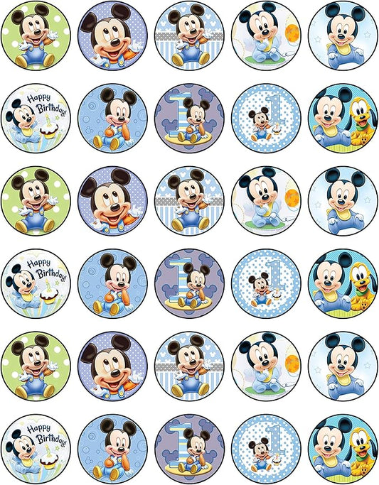 30 x Edible Cupcake Toppers ??Baby Mouse Inspired Collection of Edible Cake Decorations | Uncut Edible on Wafer Sheet