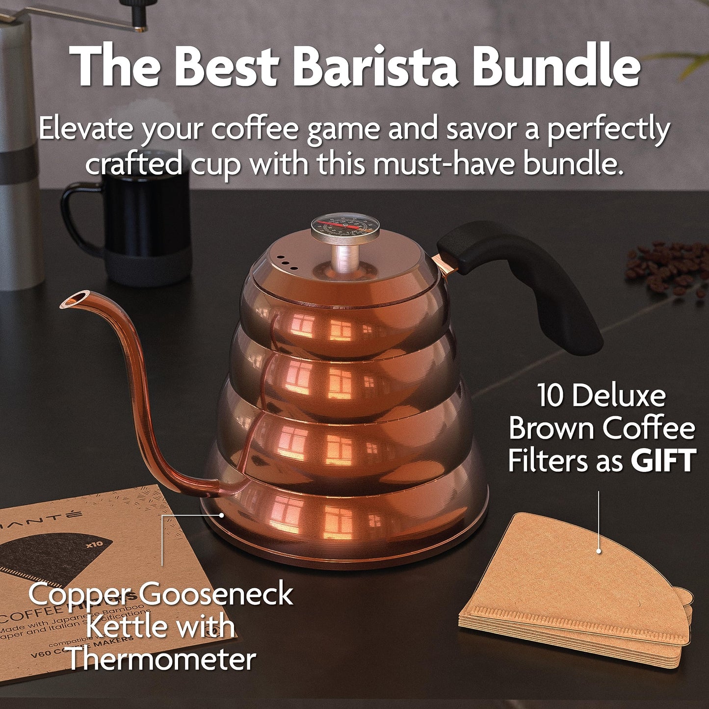 Viante Gooseneck Stovetop Pour Over Coffee Kettle, Built-in Thermometer