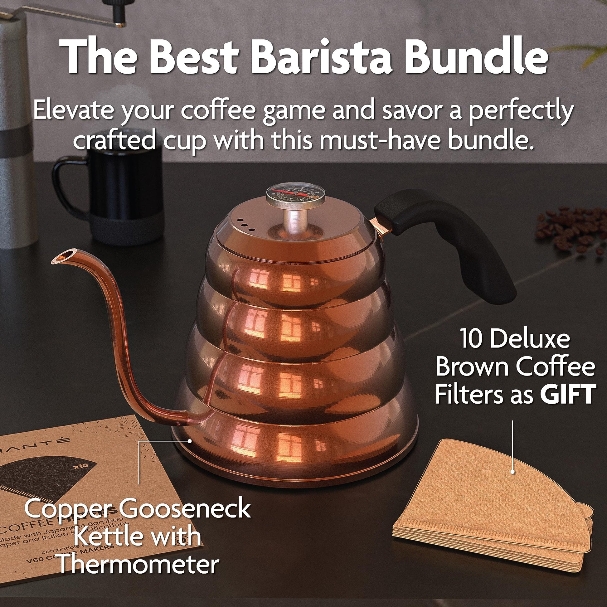 Viante Gooseneck Stovetop Pour Over Coffee Kettle, Built-in Thermometer