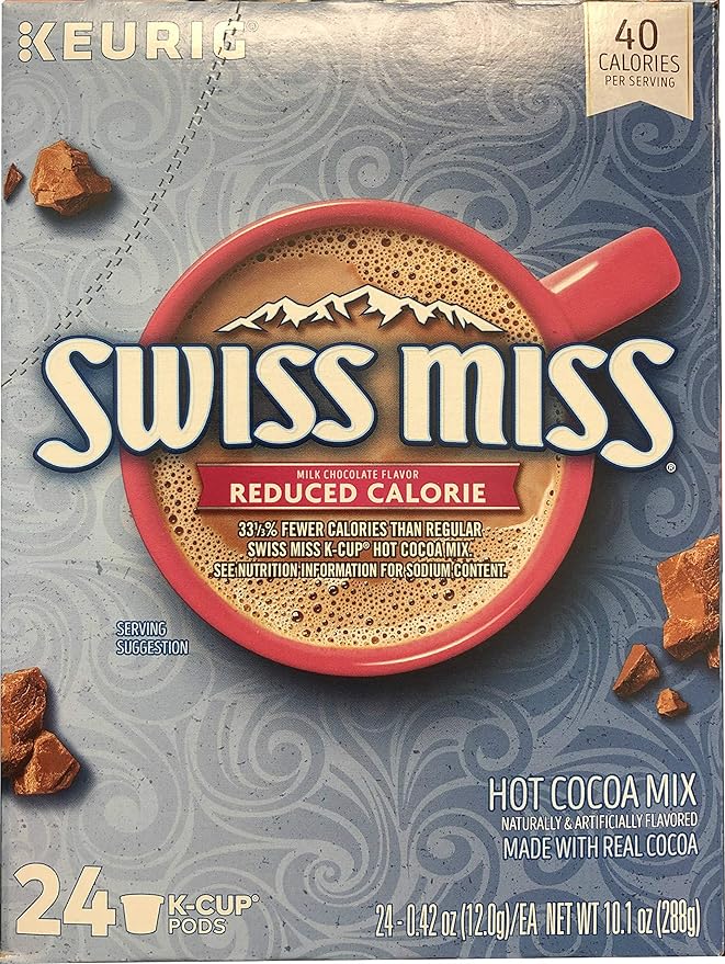 Swiss Miss Reduced Calorie Hot Cocoa K-Cup Pods for Keurig Brewers, 24 Count