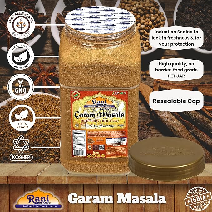 Rani Garam Masala Indian 11-Spice Blend 80oz (5lbs) 2.27kg Bulk PET Jar ~ All Natural, Salt-Free | Vegan | No Colors | Gluten Friendly | NON-GMO | Kosher | Indian Origin