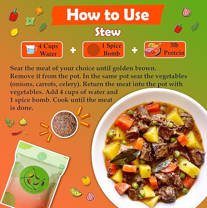 Universal Spice Bombs Seasoning Pack of 4 - Spice Mix for Soup, Stew, Marinade