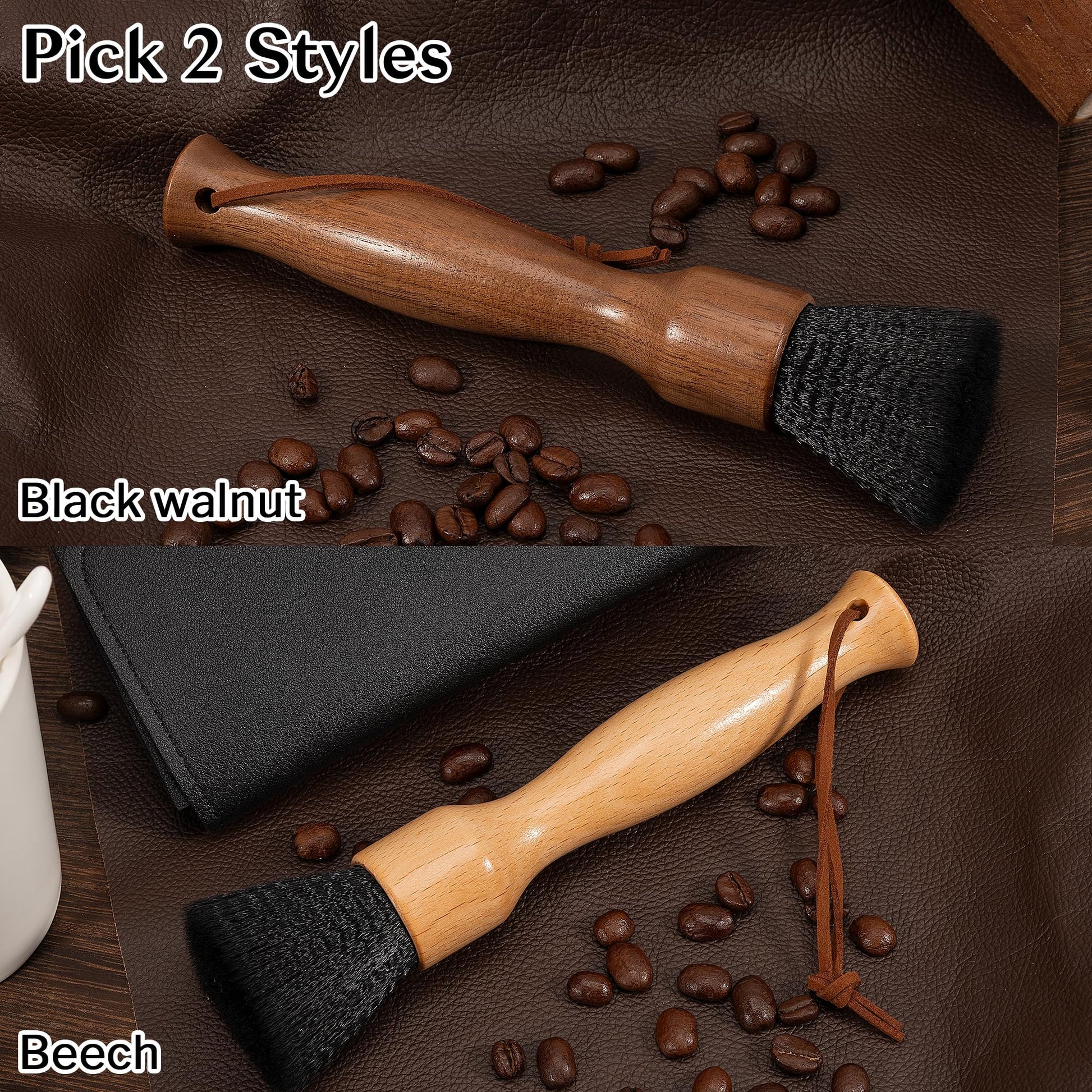 Belongtous Coffee Grinder Cleaning Brush, Fluffy & Soft Bristles Coffee Brush and Walnut Wood