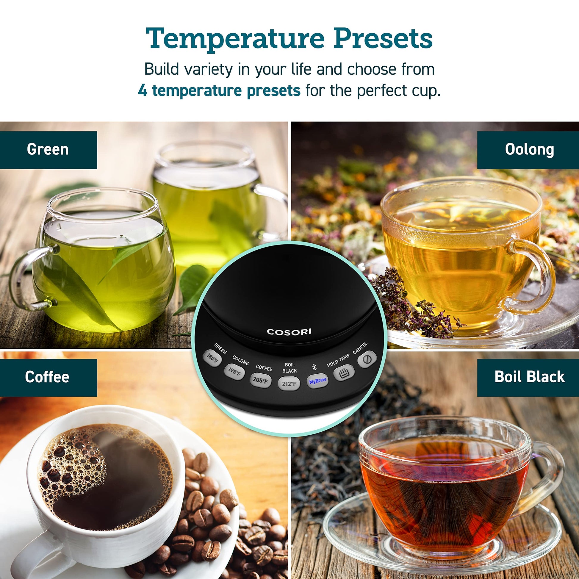 Cosori Smart Gooseneck Electric Kettle, App & Temperature Control, 0.8L
