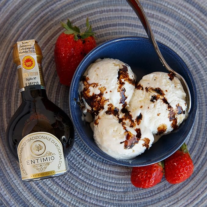 Entimio Extra Vecchio - DOP Aged 25+ Years Traditional Modena Balsamic Vinegar from Modena, Italy - Authentic from Small Family Producer, Giftbox with Product and Producer Info - 3.4 fl oz