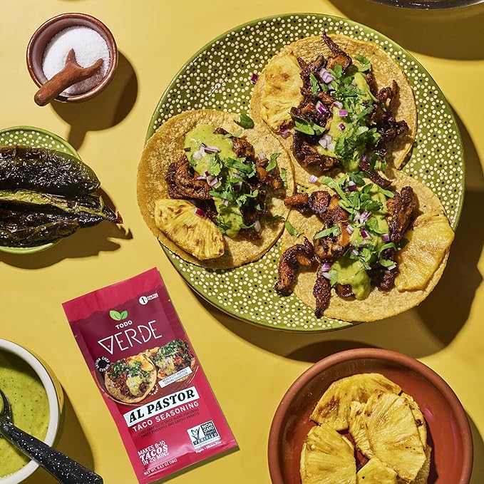 Al Pastor Healthy Taco Seasoning Packets - Todo Verde Mexican Seasoning Mix | Chef Curated Taco Blends with Sweet Pineapple & Black Garlic | Vegan, Gluten Free, Preservative Free (6 Pack)