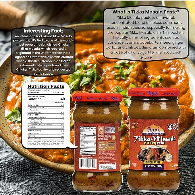 Rani Tikka Masala Cooking Spice Paste 10.5oz (300g) Glass Jar, Pack of 5+1 FREE ~ No Colors | All Natural | NON-GMO | Vegan | Gluten Free | Indian Origin