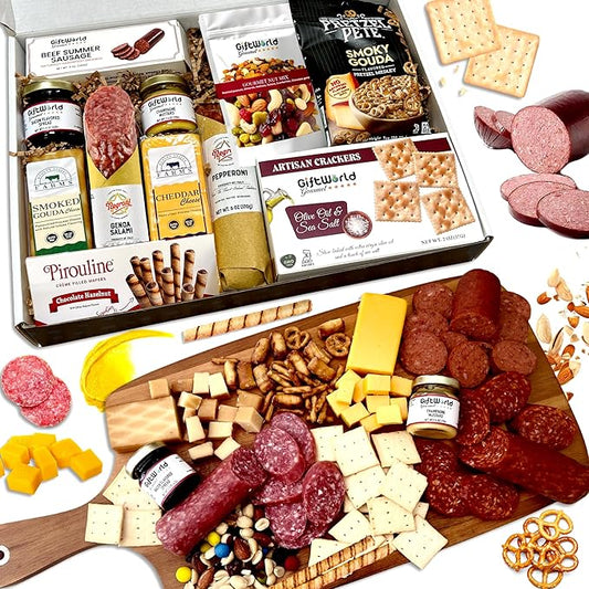 Deluxe Meat and Cheese Gift Basket ??Gourmet Charcuterie Assortment & Snack Bundle