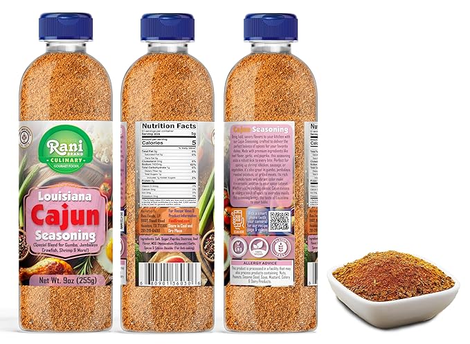 Rani Louisiana Cajun Seasoning (Special Blend for Soup or Gravies) 9oz (255g) PET Jar ~ All Natural | Gluten Friendly | NON-GMO | Kosher | Vegan | Product of USA