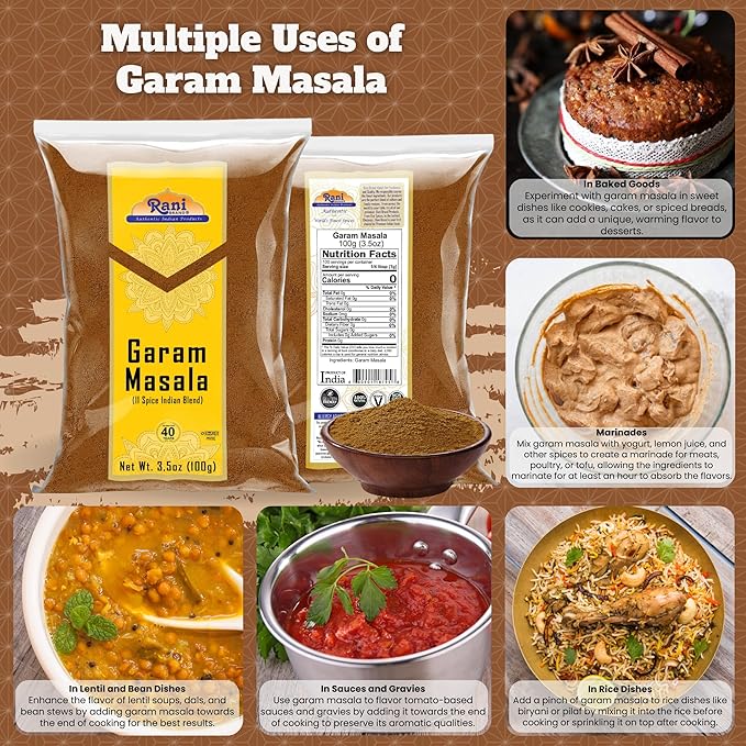 Rani Garam Masala Indian 11-Spice Blend 3.5oz (100g) ~ All Natural, Salt-Free | Vegan | No Colors | Gluten Friendly | NON-GMO | Kosher | Indian Origin