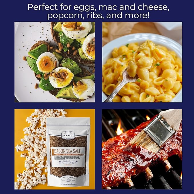 Bacon Seasoning Alderwood Smoked Sea Salt, Bacon Infused Cooking and Finishing Salt, 5 oz Bag.
