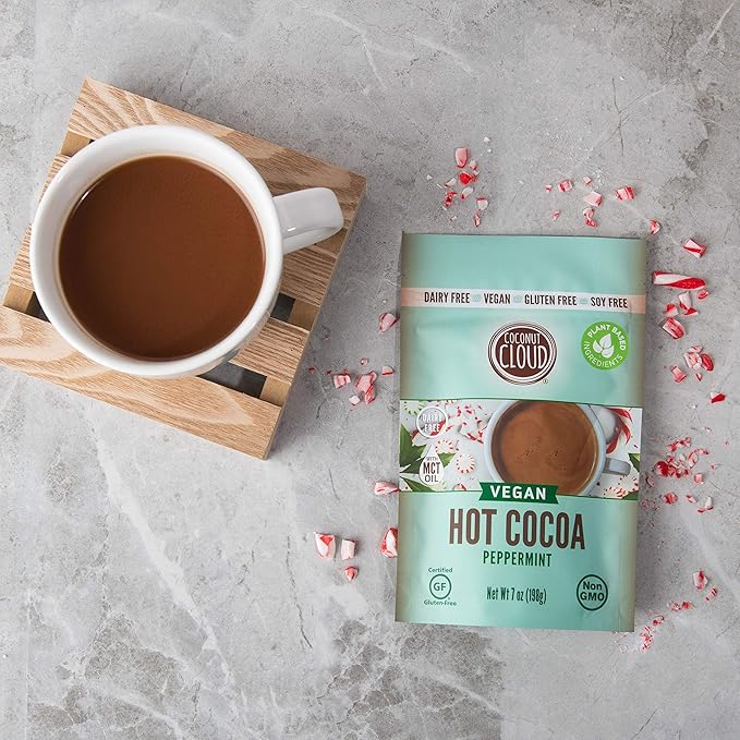 Coconut Cloud: Dairy-Free Instant Peppermint Hot Cocoa Mix | Vegan, Natural, Delicious, Creamy Chocolate (Made in Colorado from Premium Coconut Milk Powder), Peppermint Cocoa, 7 oz