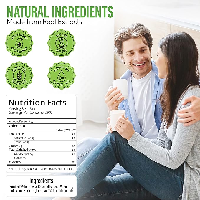 Stevia Select Caramel Flavored Liquid Stevia ??Zero Calorie Coffee, Tea, Drink & Baking Sweetener, All-Natural, No Erythritol, Keto-Friendly Sugar Alternative, 300 Servings ??2 Oz
