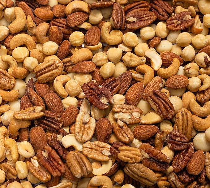 Deluxe Mixed Nuts Raw Natural Unsalted (No Shell) - Compares To Organic Almonds, Walnuts, Cashews, Filberts & Pecans Mix By Farm Fresh Nuts (2 Lb.)