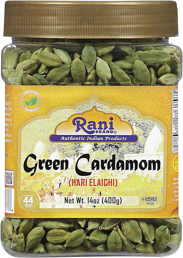 Rani Green Cardamom Pods Spice (Hari Elachi) 14oz (400g) PET Jar ~ All Natural | Vegan | Gluten Friendly | NON-GMO | Product of India