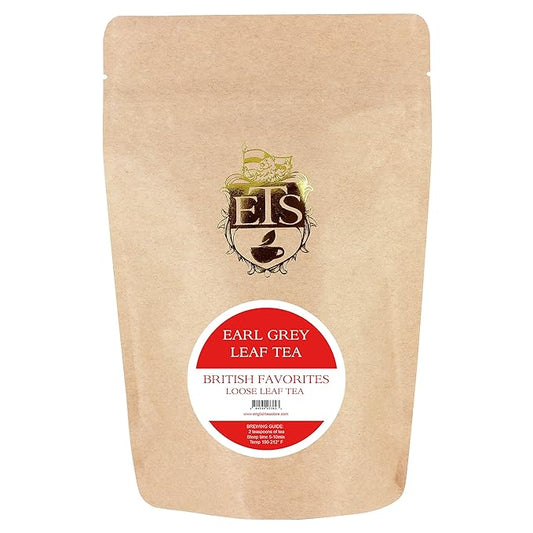 Earl Grey Tea Loose Leaf | Fine Leaf Blend | 4oz Pouch | Indian and Ceylon Black Tea with Natural Bergamot Flavor | Medium Caffeine | High Antioxidants | Gluten Free | Hot or Iced Brew