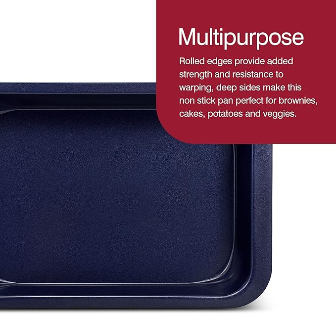 Zyliss E980190 Non-Stick Oven Tray | 30cm x 20cm | Carbon Steel | Dark Blue | Baking Tin/Bakeware/Roasting | Dishwasher Safe | 5 Year Guarantee