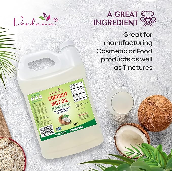 Verdana MCT Oil, Fractionated, 100% from Coconut - 1 Gallon - Kosher Food Grade, Vegan, Non-GMO - Great for Keto and Paleo Diet (128 Fl Oz)