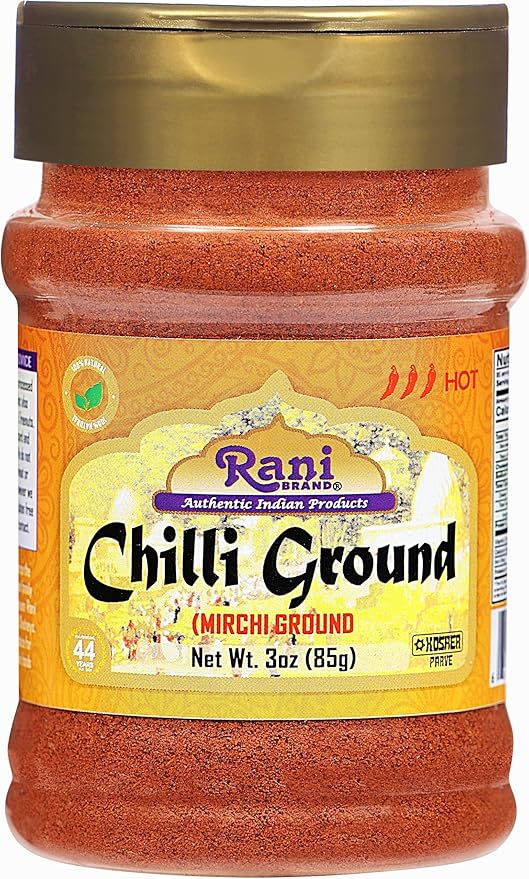 Rani Chilli Powder (Mirchi) Ground Indian Spice 3oz (85g) PET Jar ~ All Natural | Salt-Free | Vegan | No Colors | Gluten Friendly | NON-GMO | Kosher | Indian Origin