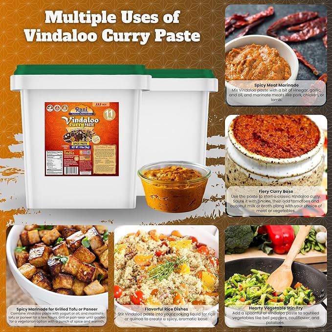 Rani Vindaloo Curry Cooking Spice Paste, Hot! 176oz (11lbs) 5kg Bulk ~ No Colors | All Natural | NON-GMO | Kosher | Vegan | Gluten Free | Indian Origin