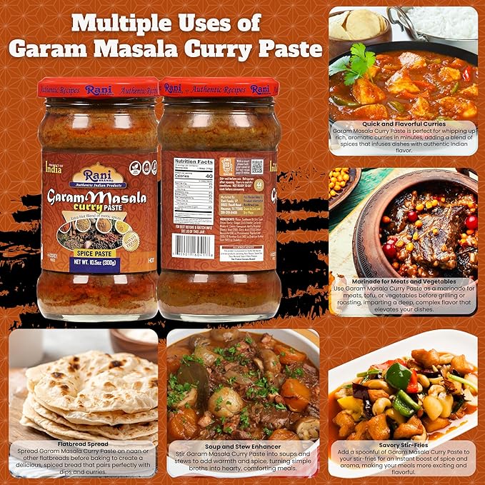 Rani Garam Masala Curry Spice Paste 10.5oz (300g) Glass Jar ~ No Colors | All Natural | NON-GMO | Kosher | Vegan | Gluten Free | Indian Origin