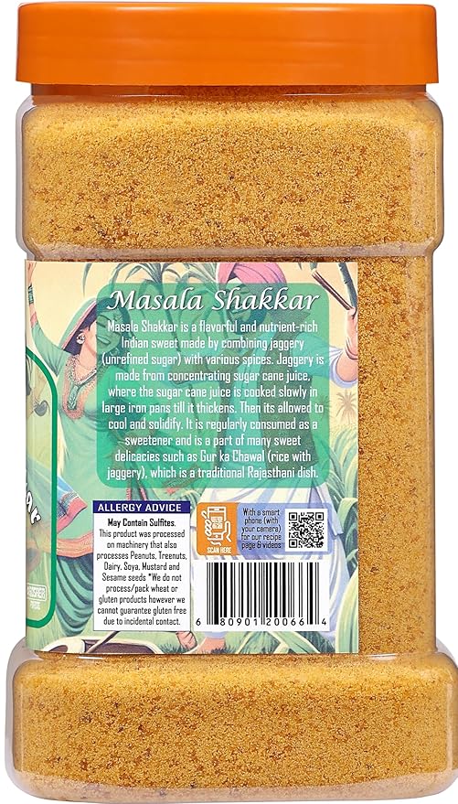 Rani Masala Shakkar (Indian Spiced Jaggery Powder) Unrefined Raw Cane Sugar 35oz (2.2lbs) 1kg PET Jar ~ Gluten Friendly | Vegan | NON-GMO | Kosher | No Salt or fillers | Indian Product