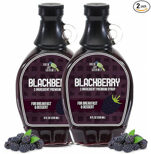Green Jay Gourmet Blackberry Syrup - 3 Ingredient Premium Breakfast Syrup with Fresh Blackberries