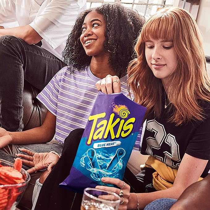 Takis Blue Heat 40 pc / 1 oz Multipack - Intense Hot Chili Pepper Flavored Extreme Spicy Rolled Tortilla Chips - Individual Bags, Perfect for Tailgates, Parties, Lunchboxes or Lunches