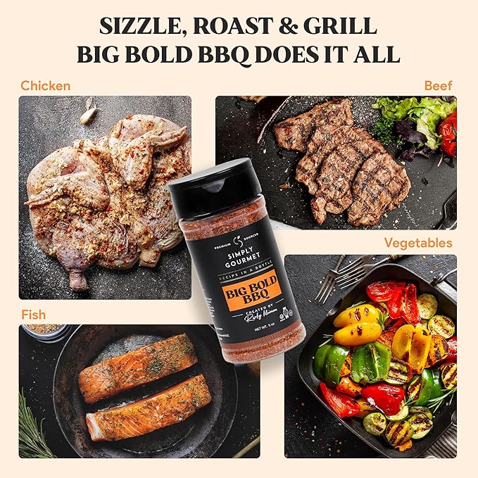 Big Bold BBQ Spice 5oz | Recipe in a Bottle | Premium Blend Spice for Gourmet Cooking | No-Addition Needed, Versatile Culinary Season | Simply Gourmet
