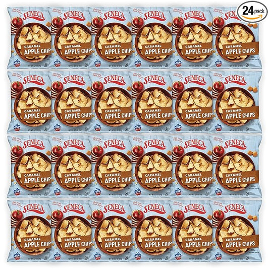 Seneca Caramel Apple Chips | Made from Fresh Apples | 100% Red Delicious Apples | Yakima Valley Orchards | Crisped Apple Perfection | Foil-Lined Freshness Bag | 0.7 ounce (Pack of 24)