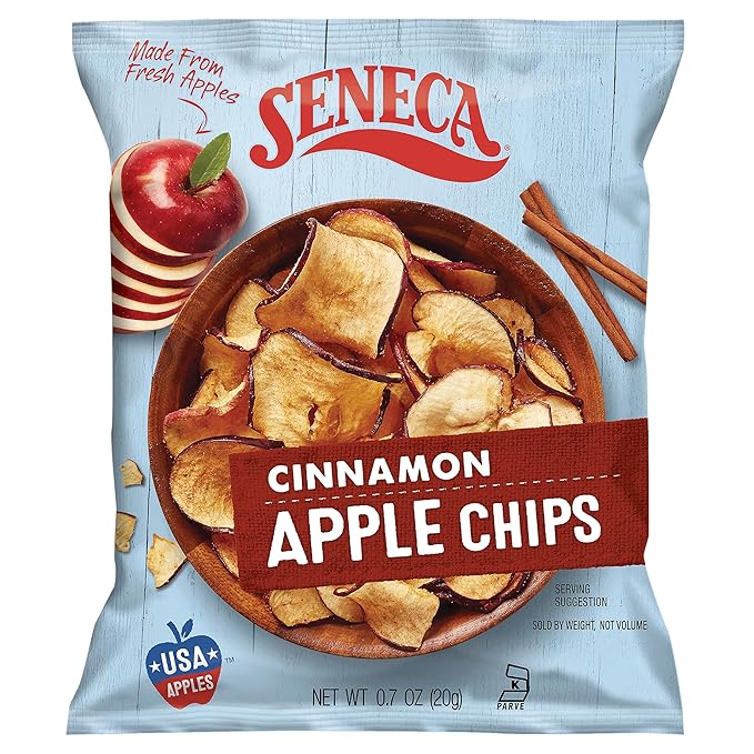 Seneca Cinnamon Apple Chips | Made from Fresh Apples | 100% Red Delicious Apples | Yakima Valley Orchards | Real Cinnamon | Crisped Apple Perfection | Foil Fresh Bag | 0.7 ounce (Pack of 24)