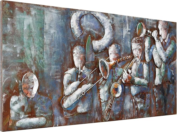 Empire Art Direct Jazz Band Mixed Media Iron Hand Painted Dimensional Wall Art, 56" x 28" x 2.4", Ready to Hang