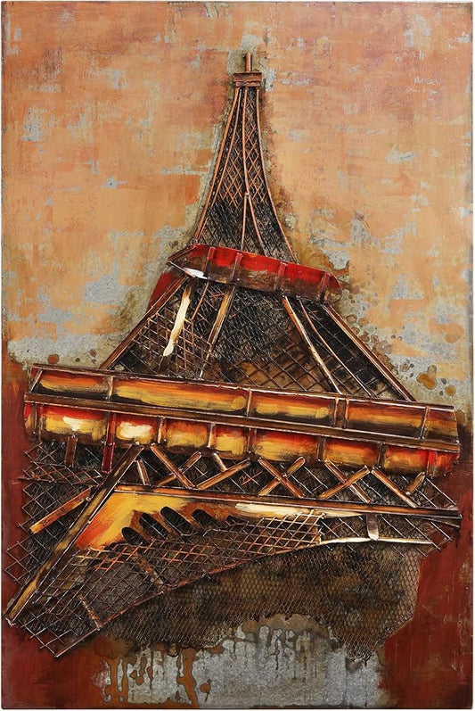 Empire Art Direct Eiffel Tower Mixed Media Iron Hand Painted Dimensional Wall Art Ready to Hang 48" x 32" x 2.2" Eiffel Tower,PMO-120203-4832