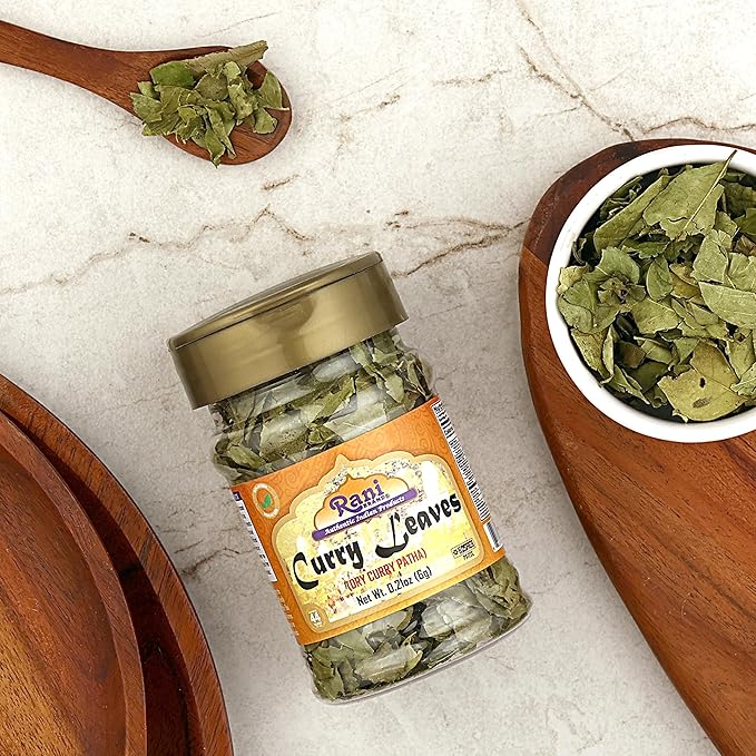 Rani Dried Curry Whole Leaves (Kari Neem Patha) Indian Spice 0.21oz (6g) PET Jar ~ Non-irradiated | All Natural | Vegan | Gluten Friendly | NON-GMO | Kosher | Product of USA