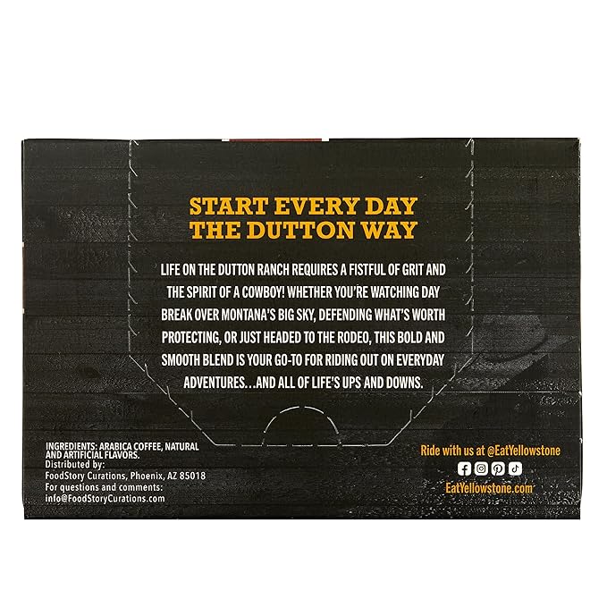 Yellowstone Maple Bourbon Medium Roast Coffee, Single Serve Recyclable Pods/Cups, 100% Arabica Beans, 36 Count