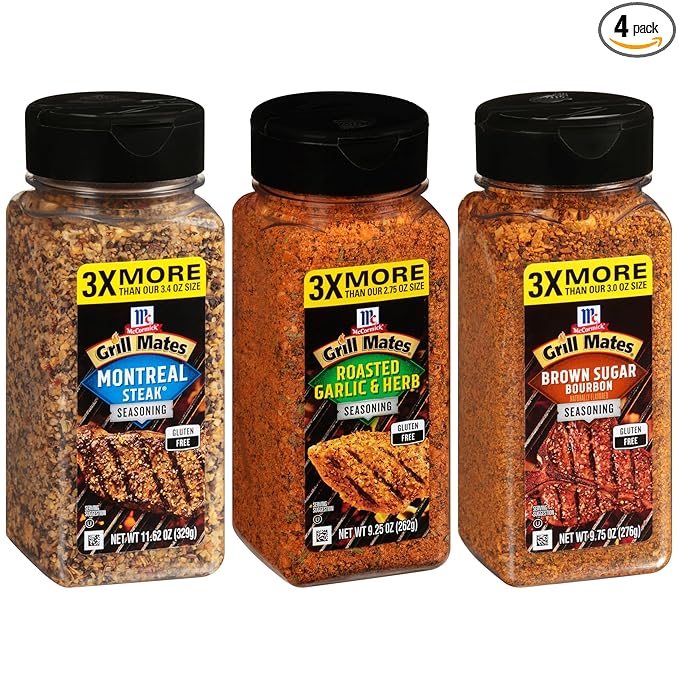McCormick Grill Mates Seasoning Variety Pack, Montreal Steak, Roasted Garlic & Herb, and Brown Sugar Bourbon, 30.62 oz