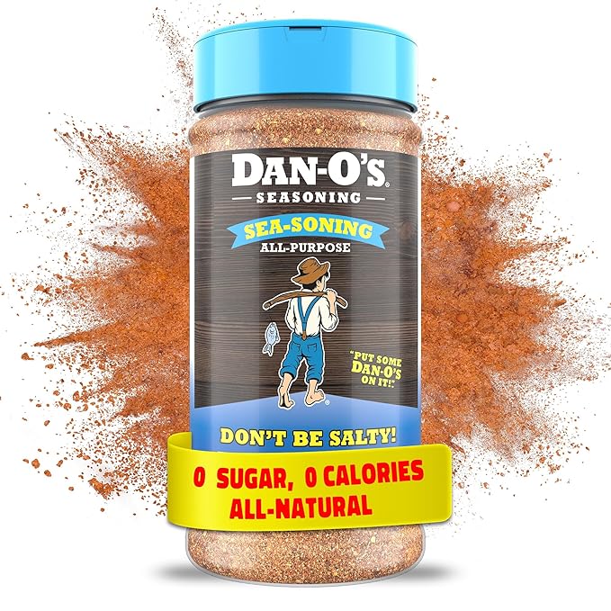 Dan-O's SEA-soning Seasoning, 8.9 oz Bottle, All-Purpose Seasoning for Fish, Shrimp, Seafood, Chicken and More, Sugar Free, Zero Calorie, Use this Spice Blend to Compliment any Sea-Inspired Dish