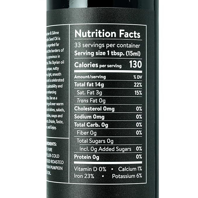 Schlacher & S철hne Styrian Pumpkin Seed Oil: 100% Pure, Cold Pressed, Non GMO, Gluten Free, Vegan, May Helps in Hair Growth, Made in Austria (500 ml, 16.9 FL OZ)