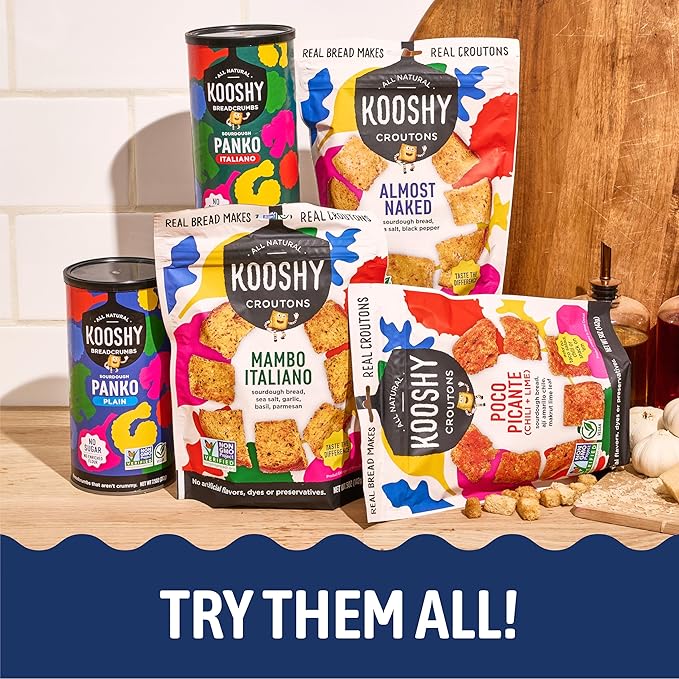 Kooshy Plain Panko Breadcrumbs | Vegan, Dairy Free, & Non GMO Sourdough Bread Crumbs for Meatballs, Meat Cutlets, Vegetables, Meatloaf, & Mac and Cheese (Plain | 7.5 oz / 2 Pack)