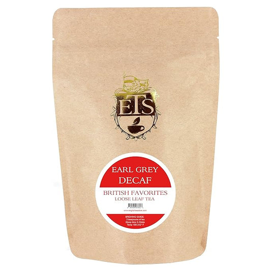 Earl Grey CO2 Decaffeinated Loose Leaf Tea Pouches - 4oz | Naturally Decaf with Bergamot Flavor | Chemical-Free CO2 Process | Full-Bodied Aroma | Black Tea for Anytime Enjoyment