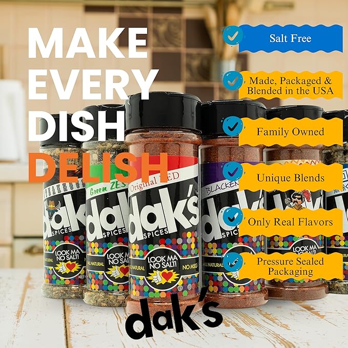 DAK's Spices 6 Pack Seasoning Blends | 100% Salt Free Spices | Premium & Healthy Seasoning | MSG Free, Preservative Free, Potassium Chloride Free | Low Carb & Keto Friendly | Perfect for Clean Eating & Adding Flavor | 1.5 oz