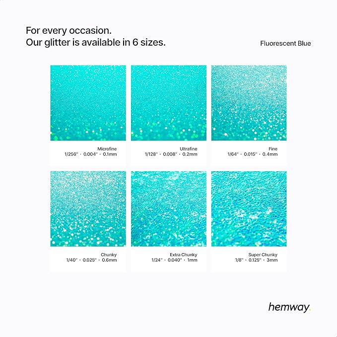 Hemway Premium Glitter Shaker - Fluorescent Blue | 130g Fine Metallic Flake Sequins for Resin & Epoxy Crafts | Craft Supplies for Tumblers, Festival, Art