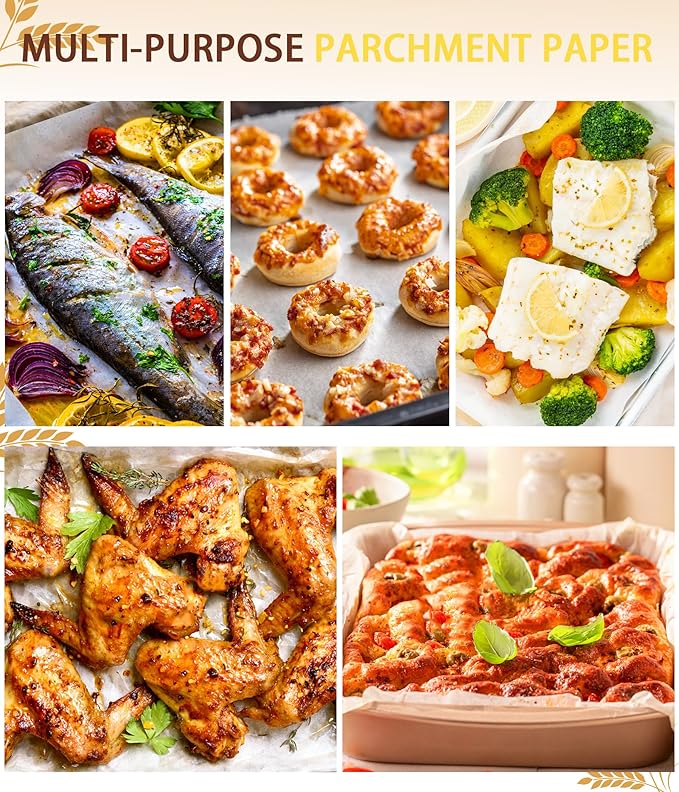 200PCS Parchment Paper Sheets, 10x10in, Squares Baking Paper for Baking, Air Fryer, Steaming, Grilling, Roasting, Wrapping, Precut Non-Stick Square Pan Liners, Oven Paper for Bread (White, 10x10 in)
