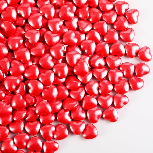 Kasvan Mixed Heart Shapes Sprinkles - Edible Candy Pearls 130g/4.58 Oz, Mix Size, Baking Cake Decorations, Ice Cream Toppings and Cookie Decorating, Wedding Party Chirstmas Supplies (Red)
