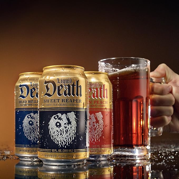 Liquid Death, Dead Billionaire Iced Tea, 12-Pack (12 oz Cans), Half Lemonade Half Black Tea, Low Calorie, No Artificial Sweeteners, B12 & B6 Vitamins