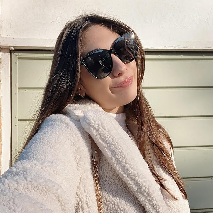LVIOE Oversized Polarized Sunglasses for Women Trendy Large Cat Eye UV Protection Shade LS1627s
