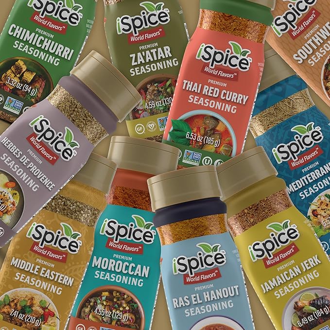 iSpice Starter Spice Set- Seasonings for Cooking, Spices and Seasonings Sets, Spices Variety Pack, Cooking Gifts for Men Home Basic Spice Set (12 Pack World Flavor Premium)