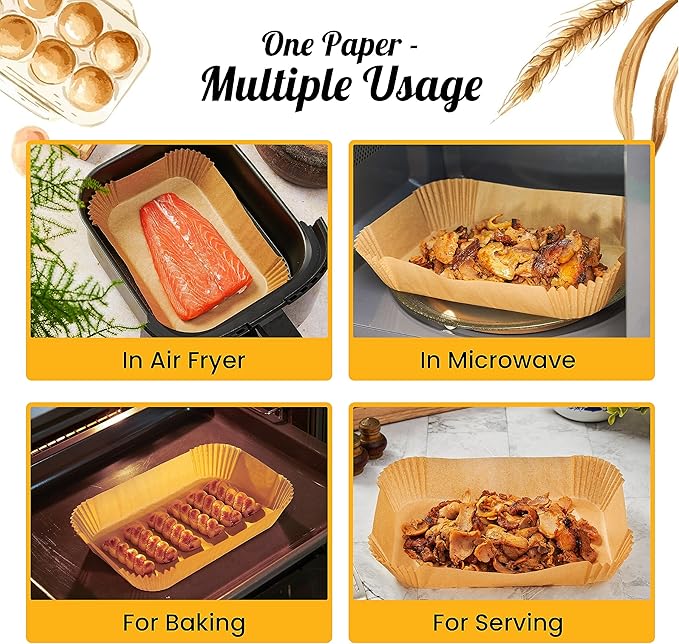 Air Fryer Liners for Ninja Foodi Dual ??125Pcs Disposable Parchment Paper for Ninja DZ201 DZ401, Instant Pot Vortex Plus, PowerXL Vortex ??Non-Stick and Oil Proof for Easy Cleanup by Baker's Signature