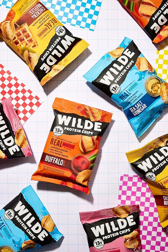 Sea Salt and Vinegar Protein Chips by Wilde Chips, Thin and Crispy, High Protein, Keto Friendly, Made with Real Ingredients, 2.25oz Bag (8 Pack)??,<div>